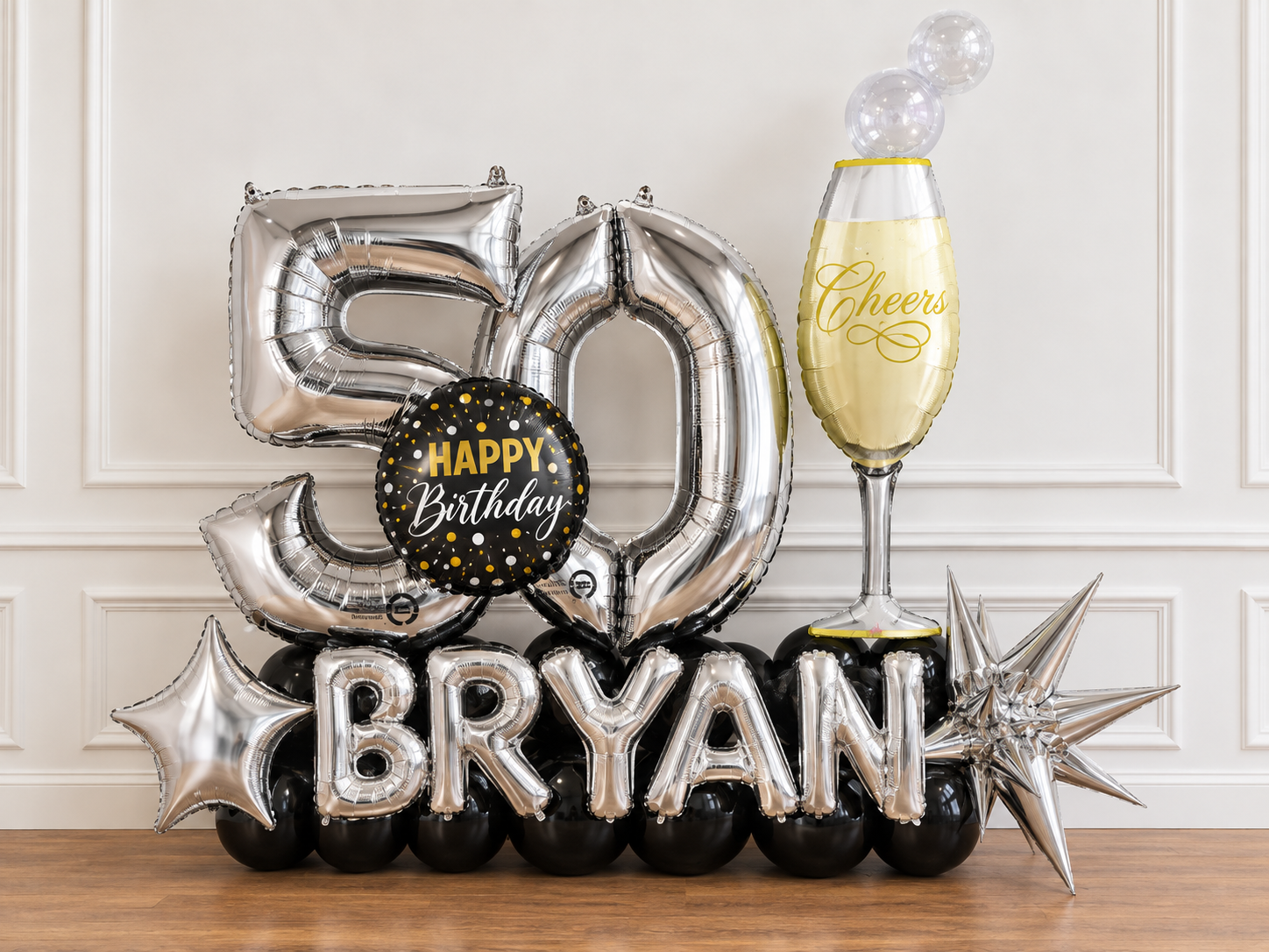 Black and White Marquis Balloon Sculpture - Fancy