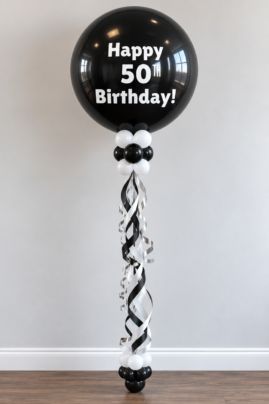 Black and White Tassel Balloon - Image 2