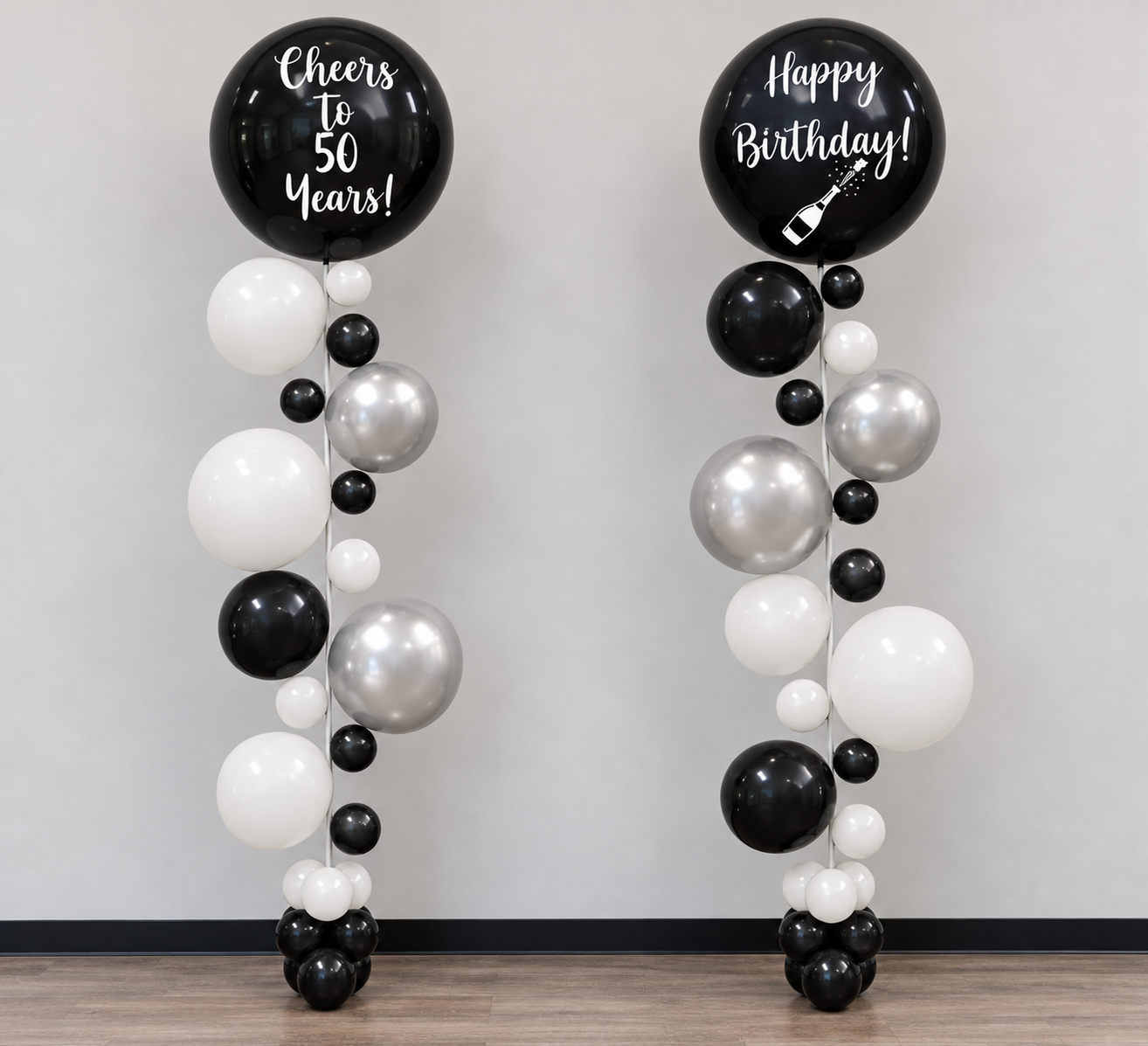 Black and White Bubble Strands (Pair)