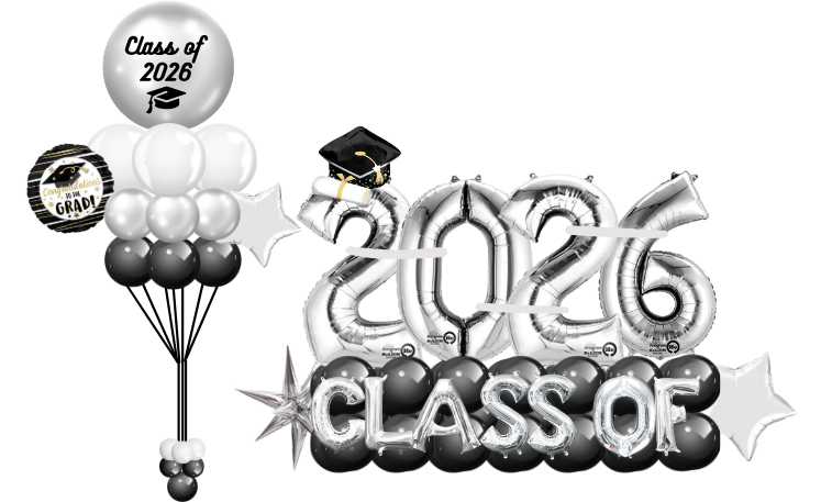 Class of 2026 Marquis Balloon Sculpture with Small Bouquet