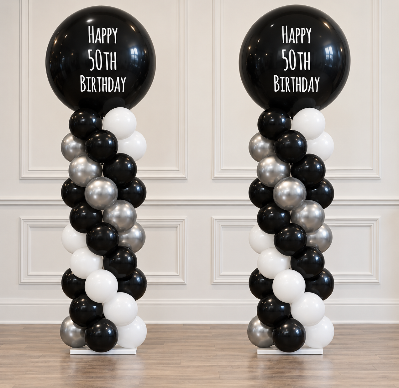Black and White Column - Spiral (Pair)