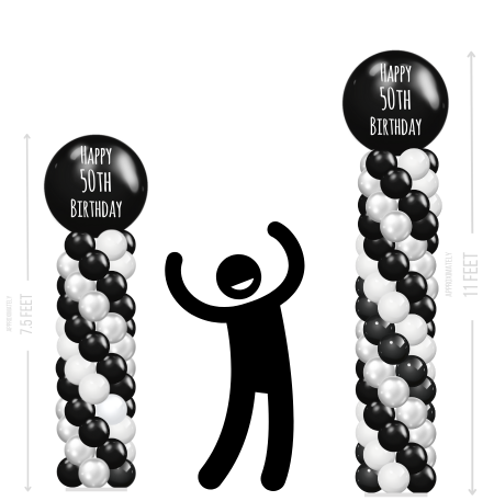 Black & White Columns Double Spiral 8 and 10 feet (1)