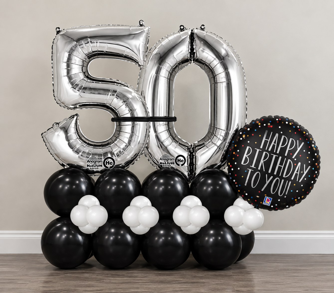 Black and White Marquis Balloon Sculpture - Simple