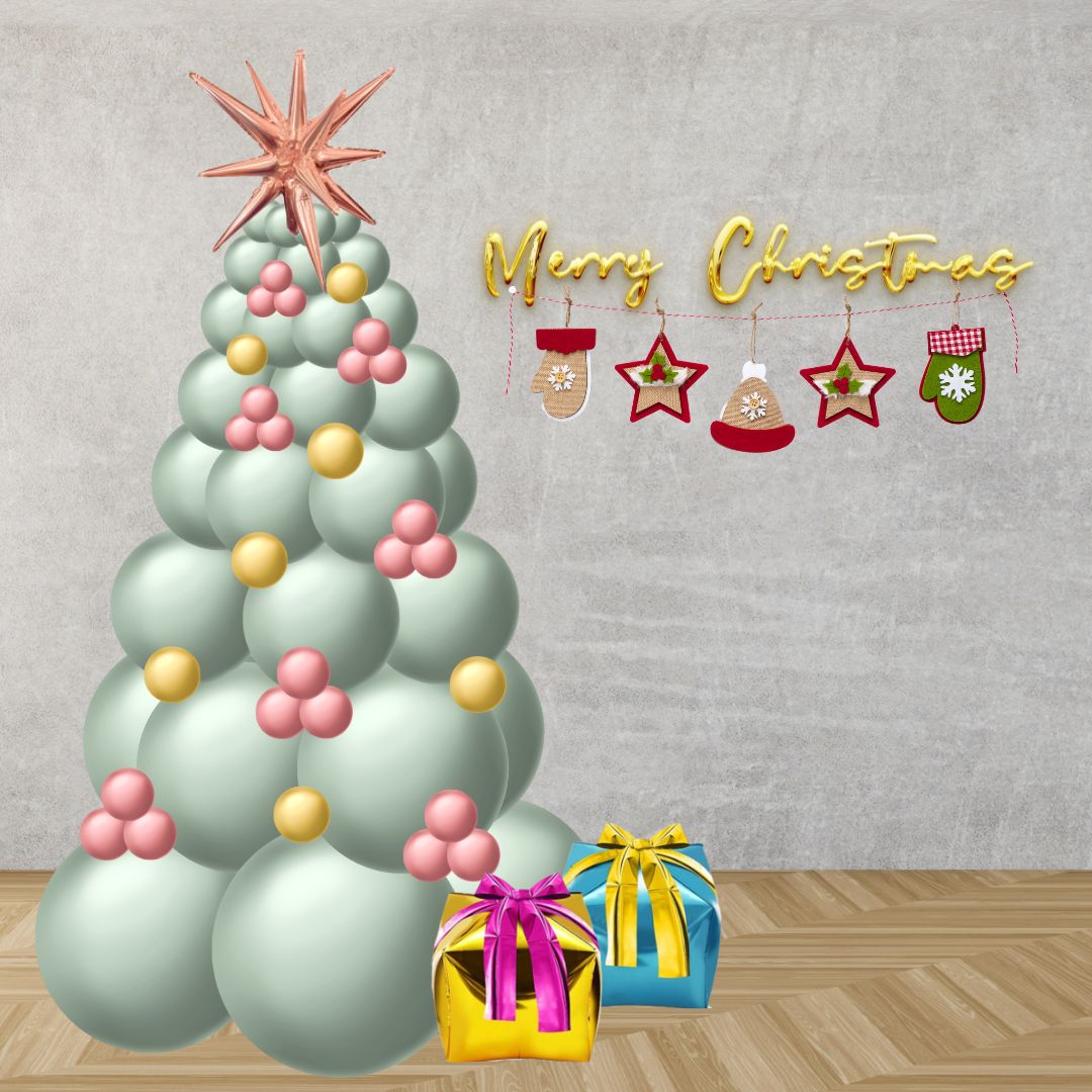 Balloon Tree template bg with presents