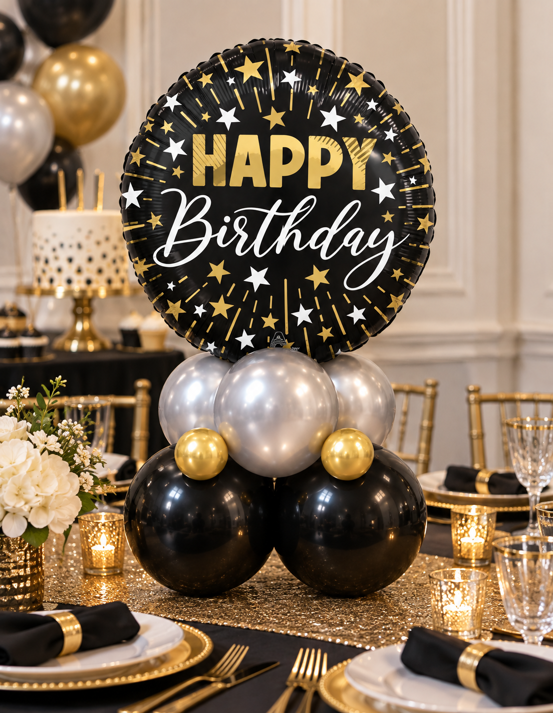 Black and White Balloon Centerpiece - Image 2