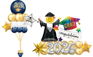 Congrats Grad Marquis Balloon Sculpture with Small Bouquet