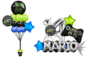 Video Game Marquis Balloon Sculpture with Small Bouquet